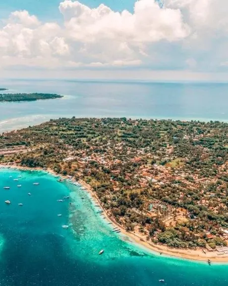Vista aérea de las islas Gili y su arrecife