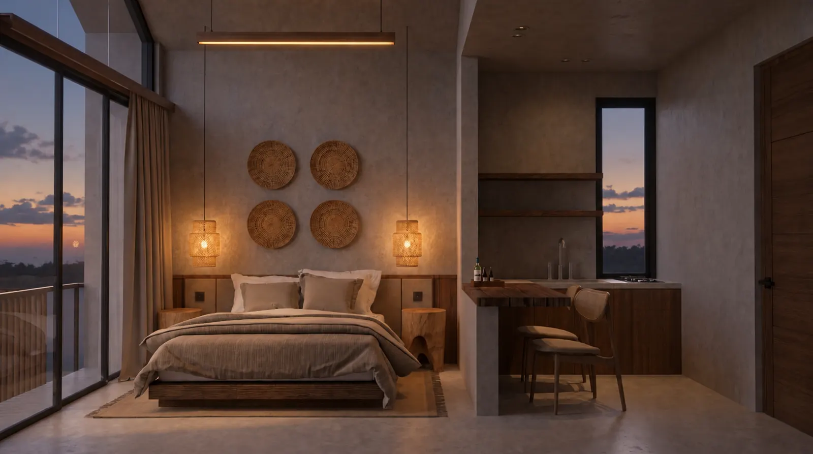 El estudio al atardecer